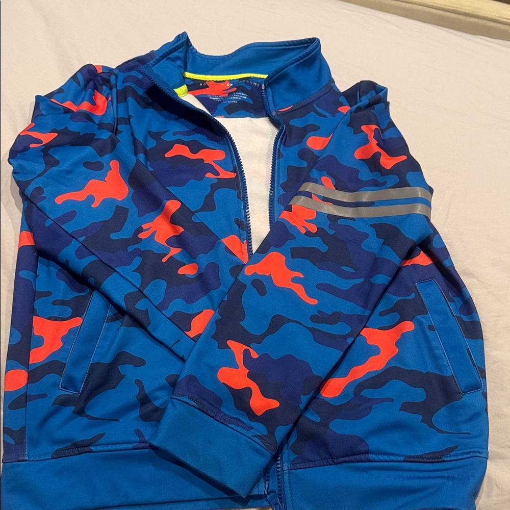 BOYS Rockets of Awesome Camo Jacket - Blue and Orange — size 14